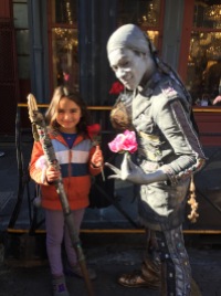 Sophia with street performer