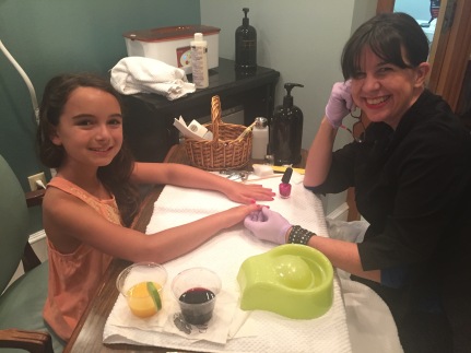 First manicure with Laura